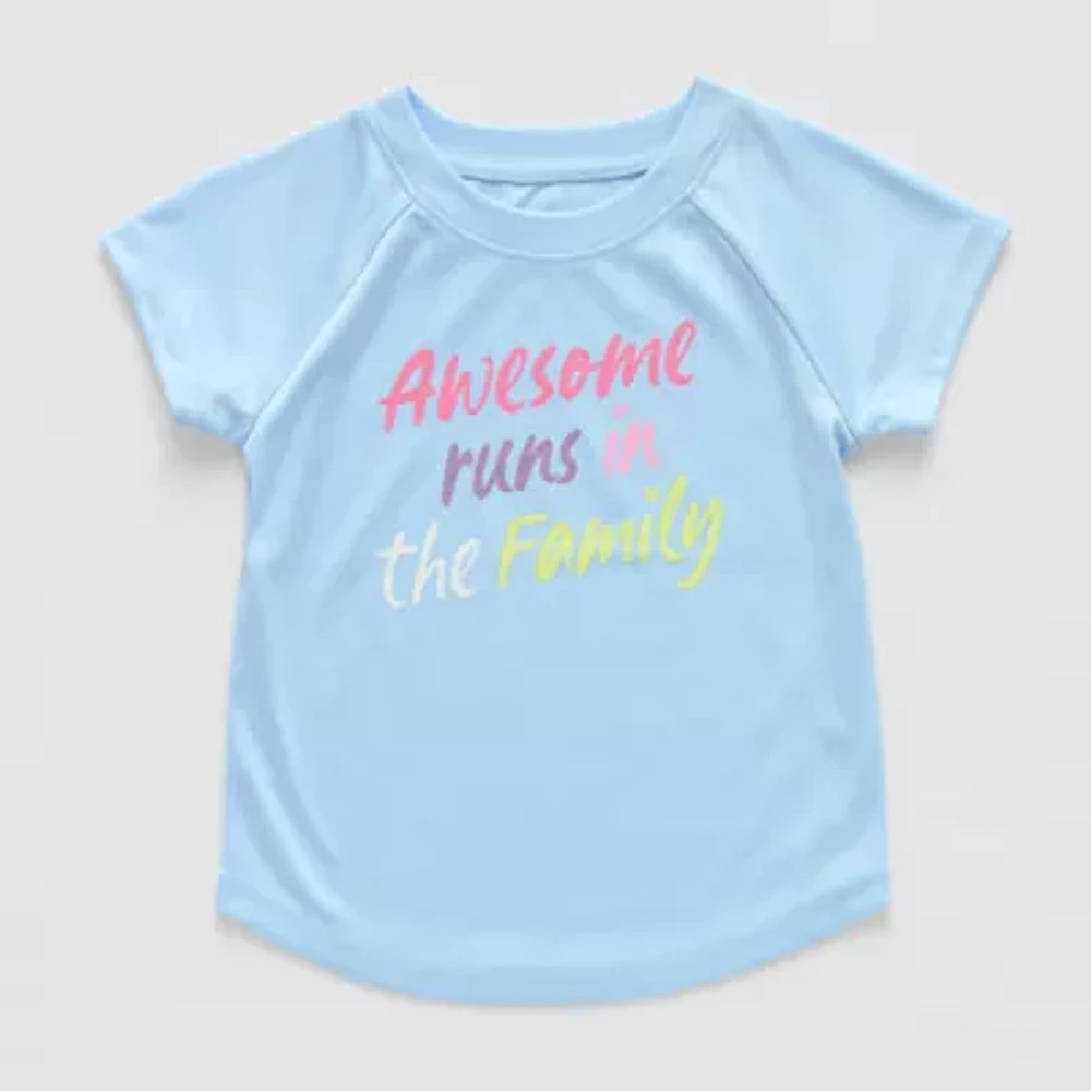 Okie Dokie Active Toddler & Little Girls Round Neck Short Sleeve Regular Fit Graphic T-Shirt