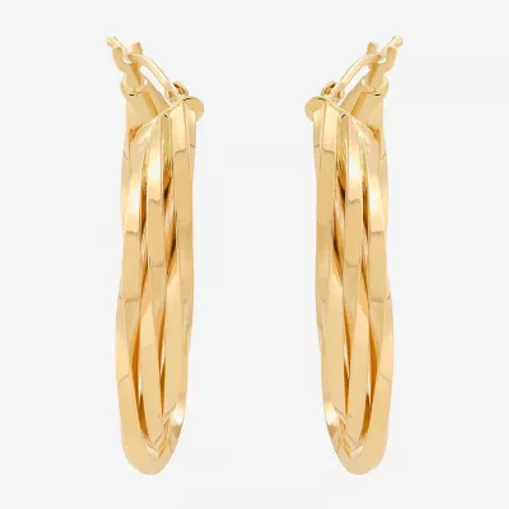 Made in Italy Womens 14K Gold 33.5mm Curved Hoop Earrings