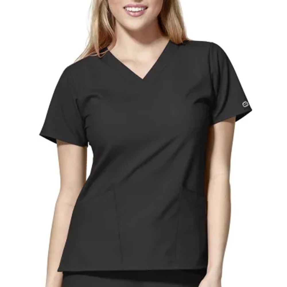 Wink® W123 Basic Womens Plus V Neck Short Sleeve Moisture Wicking Wrinkle Resistant Quick Dry Scrub Top