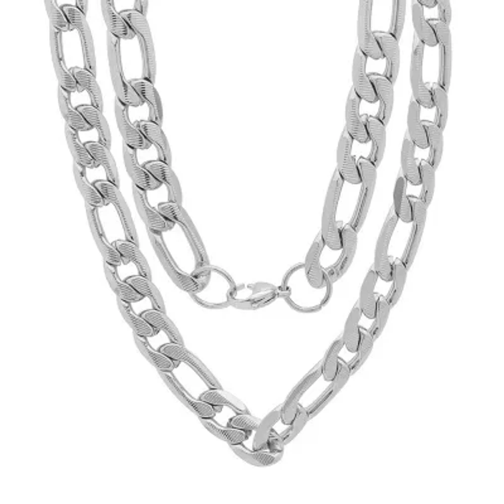 Mens Stainless Steel Hypoallergenic 24 Inch Figaro Chain Necklace