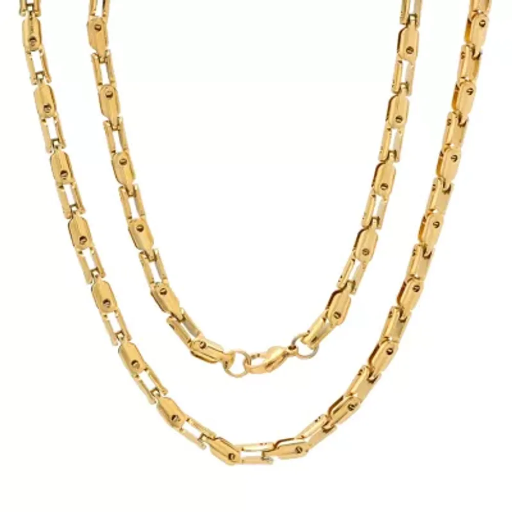 Mens 18K Gold Over Stainless Steel Hypoallergenic 24 Inch Mariner Chain Necklace