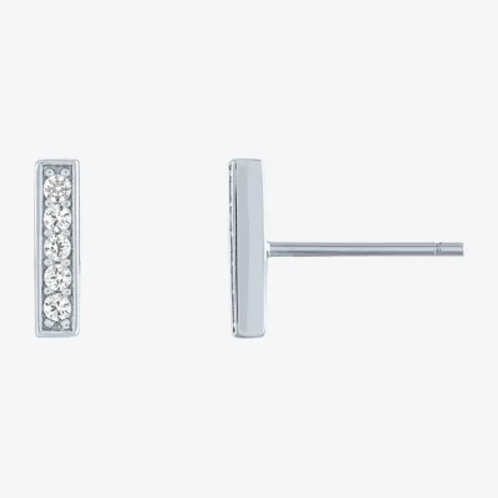 Yes, Please! Lab Created White Sapphire Sterling Silver Bar Stud Earrings