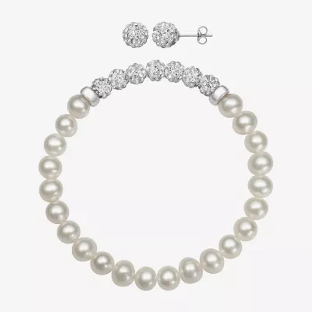 Womens White Cultured Freshwater Pearl Sterling Silver -pc. Jewelry Set