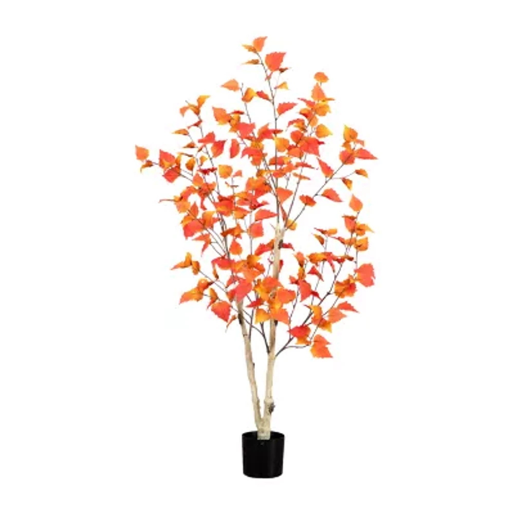 Nearly Natural 4' Orange Autumn Birch Artificial Tree