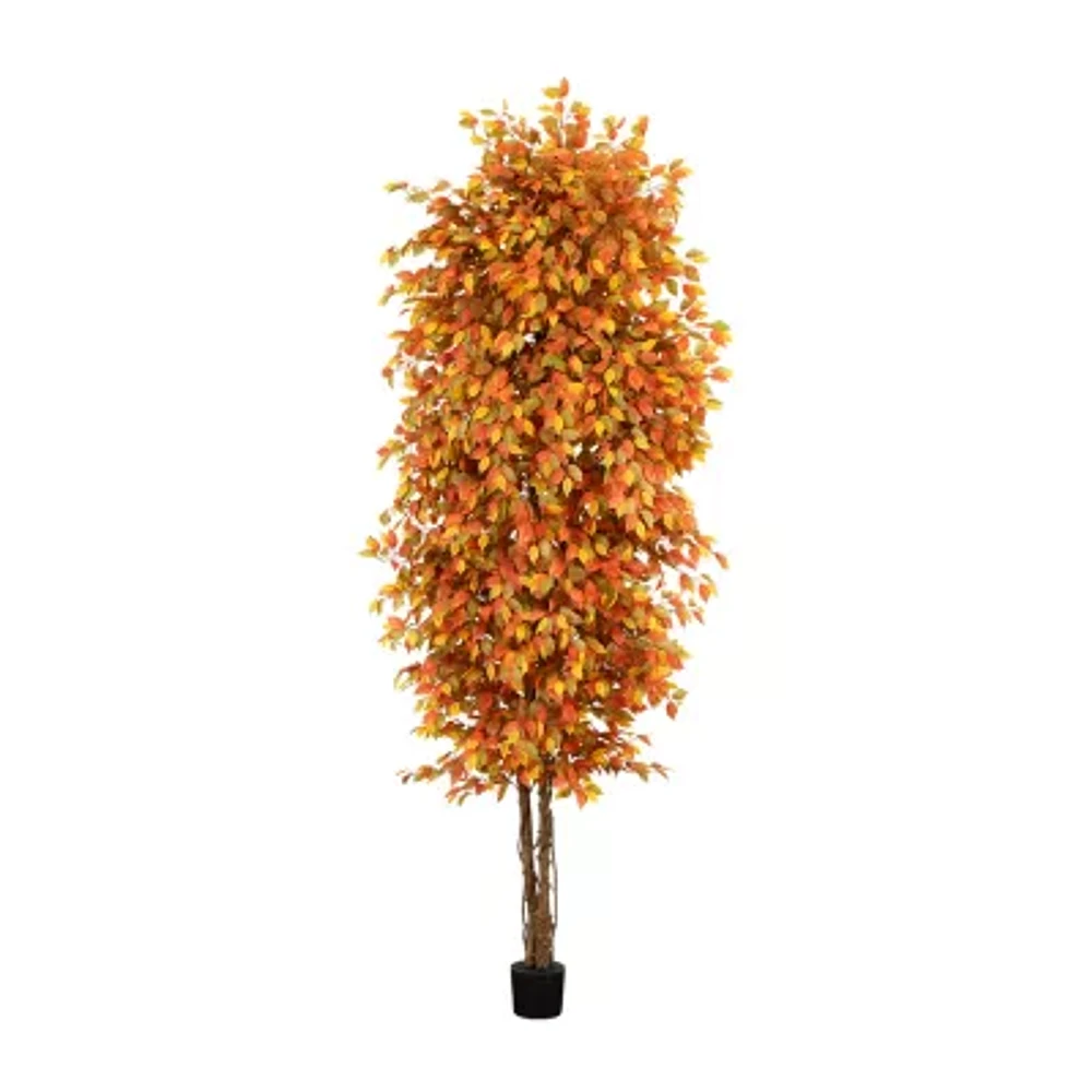 Nearly Natural 10' Orange Autumn Ficus Artificial Tree