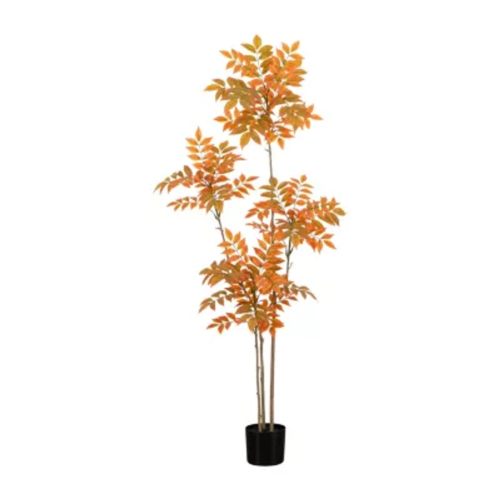 Nearly Natural 5' Orange Minimalist Sumac Artificial Tree