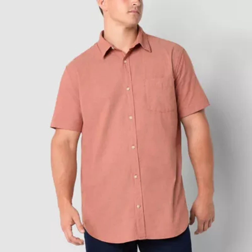 mutual weave Mens Short Sleeve Regular Fit Big and Tall Button-Down Shirt