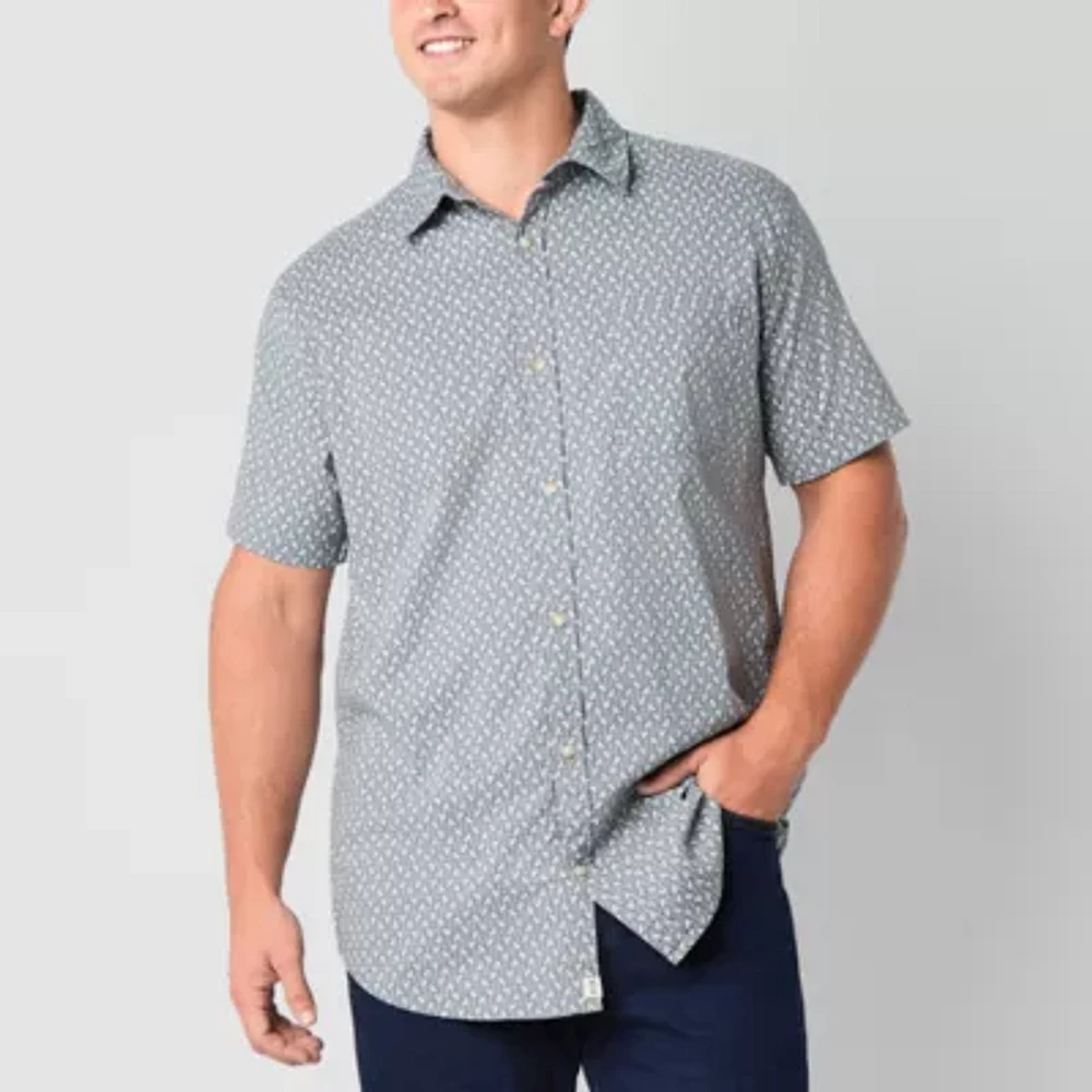 mutual weave Mens Short Sleeve Regular Fit Big and Tall Button-Down Shirt