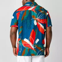 Shaquille O'Neal XLG Linen Cotton Mens Short Sleeve Regular Fit Big and Tall Button-Down Shirt