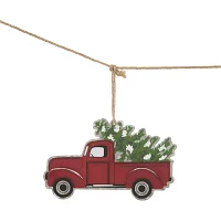 Glitzhome Metal Red Truck Indoor Garland
