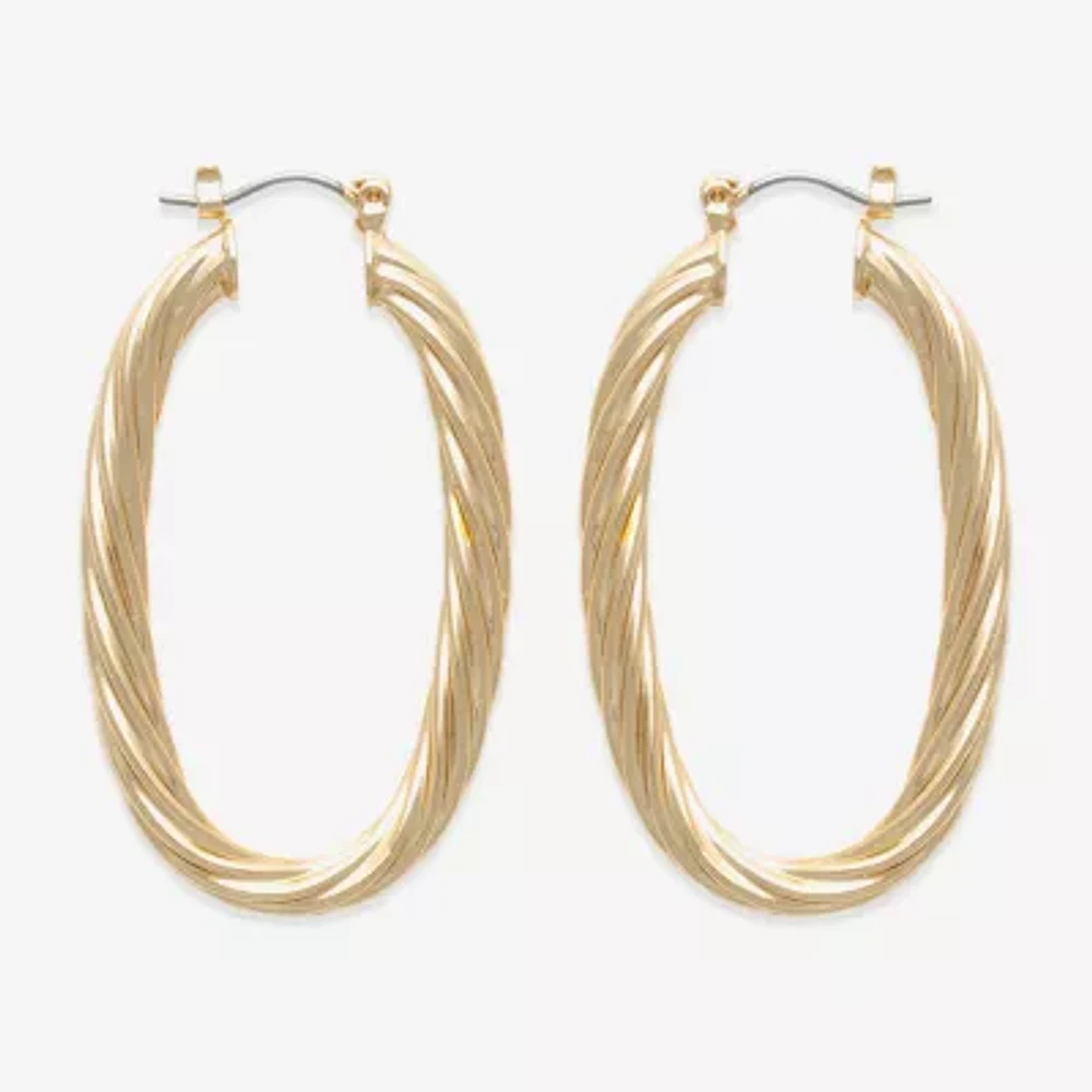 Bold Elements Gold Tone Womens 30.1mm Hoop Earrings