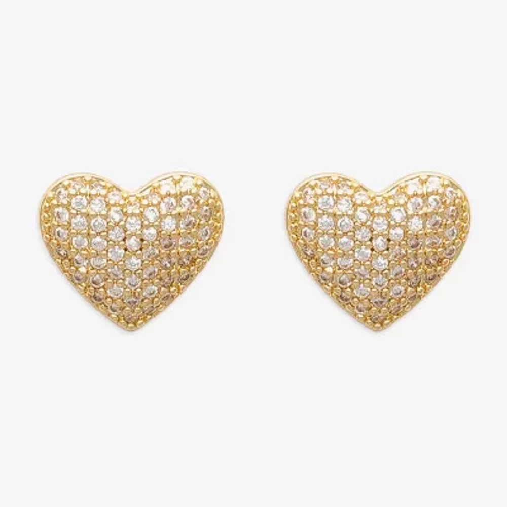 Mixit Cubic Zirconia 12mm Heart Stud Earrings