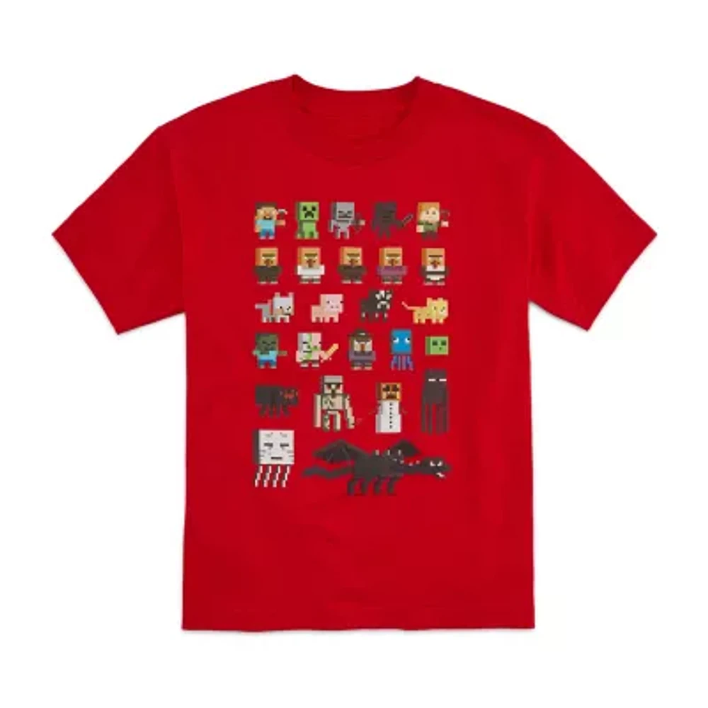 Little & Big Kid Boys Crew Neck Short Sleeve Regular Fit Minecraft Graphic T-Shirt