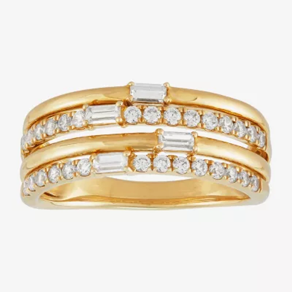 (H-I / Si1-Si2) Womens 2.5MM 1/2 CT. T.W. Lab Grown White Diamond 14K Gold Over Silver Sterling Band