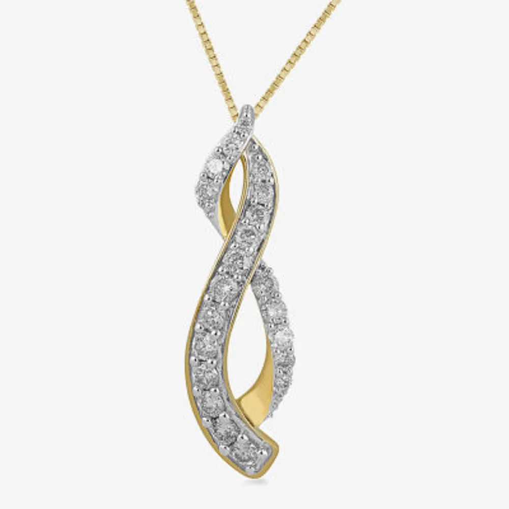Womens 1 CT. T.W. Natural White Diamond 10K Gold 18 Inch Pendant Necklace