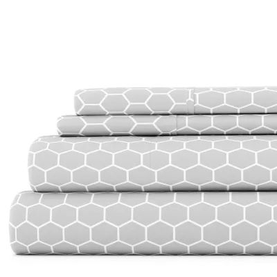Casual Comfort Ultra Soft Honeycomb Pattern 4 Piece Bed Sheet Set