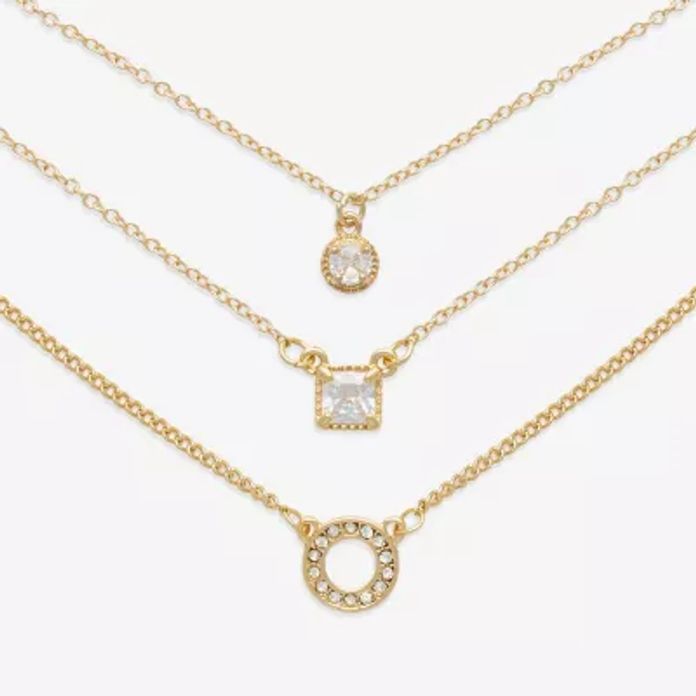 Mixit Womens Cubic Zirconia 3-pc. Necklace Set