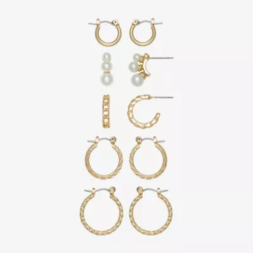 Mixit Womens Simulated Pearl Hypoallergenic Pair Earring Set