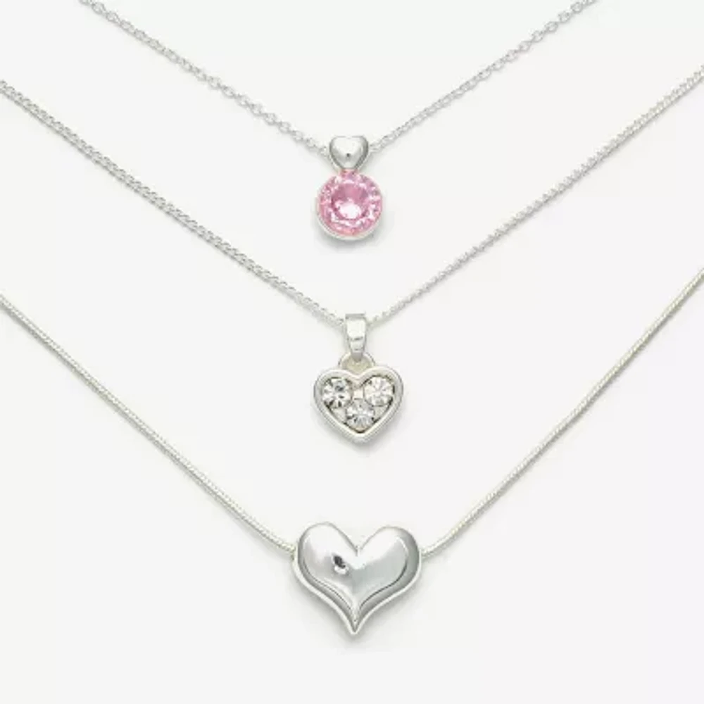 Mixit Womens Cubic Zirconia Heart Hypoallergenic 3-pc. Necklace Set