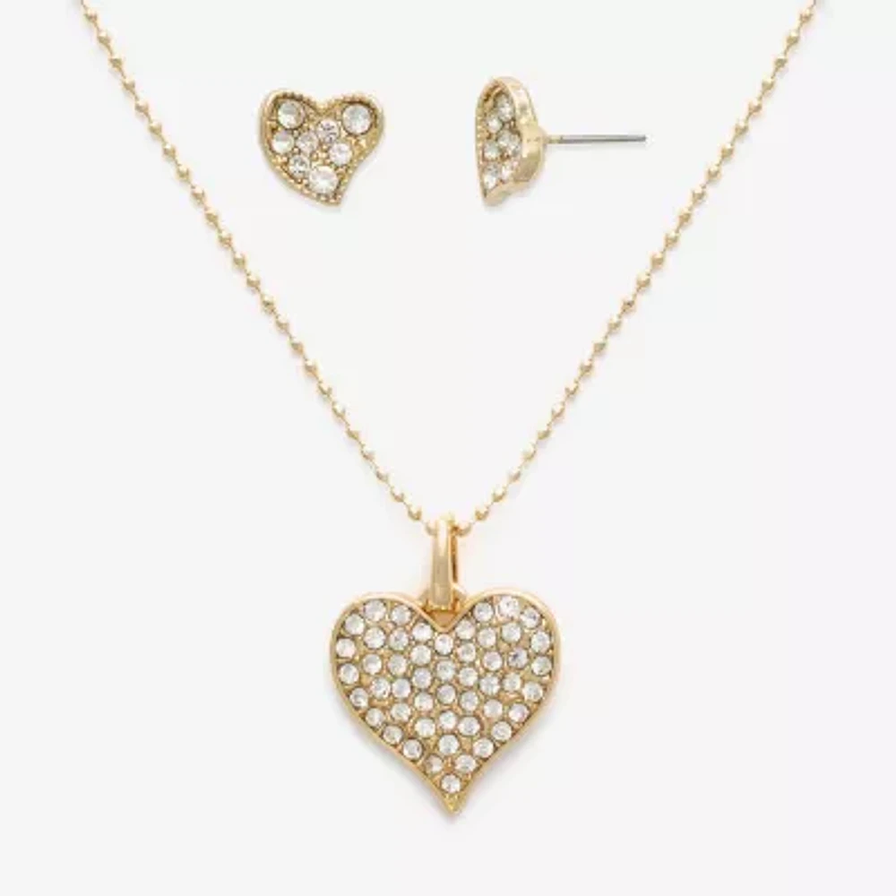 Mixit Womens Stainless Steel Heart Hypoallergenic 2-pc. Jewelry Set