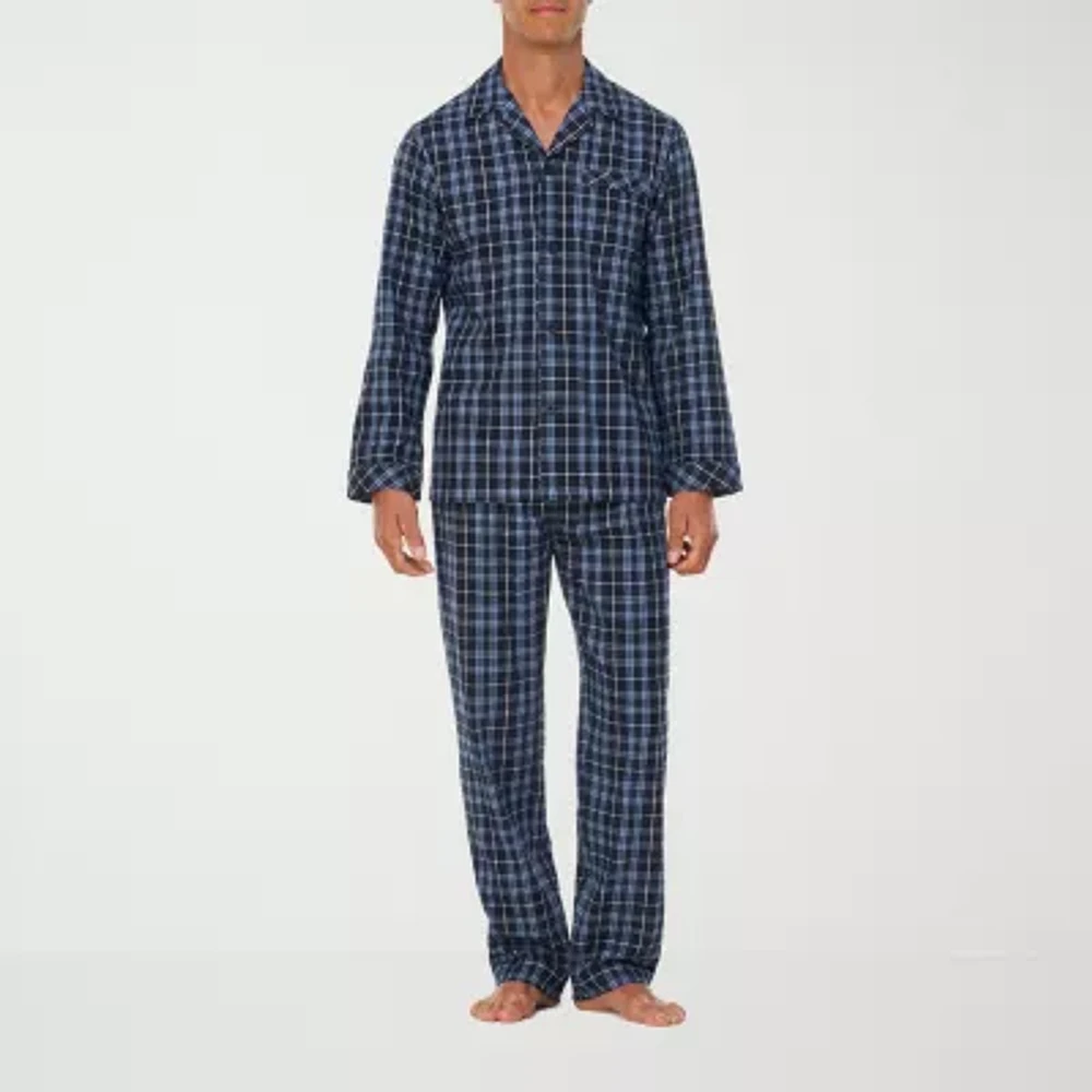 Residence Mens Flannel Long Sleeve 2-pc. Pajama Sets