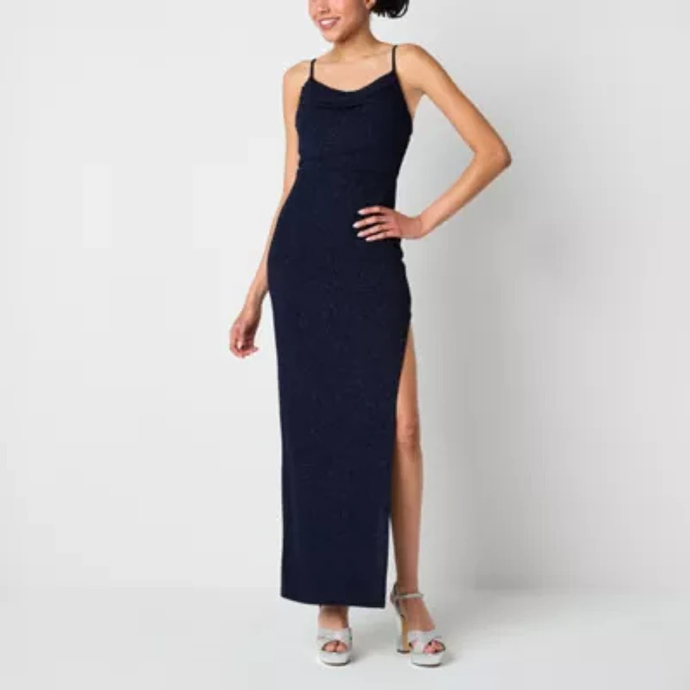 Secret Charm Womens Sleeveless Glitter Juniors Bodycon Dress