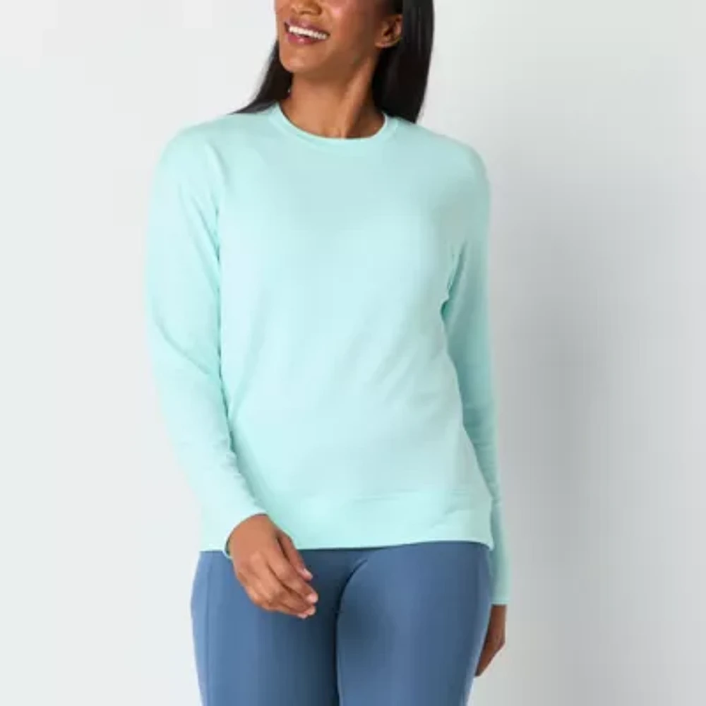 Xersion Womens Soft French Terry Crew Neck Long Sleeve Sweatshirt