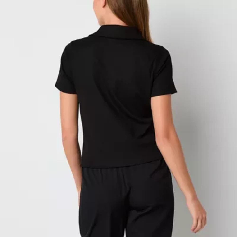 Stylus Womens Short Sleeve Rib Polo Shirt