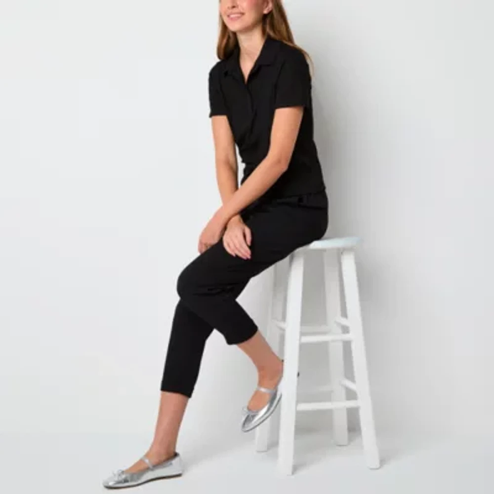 Stylus Womens Short Sleeve Rib Polo Shirt