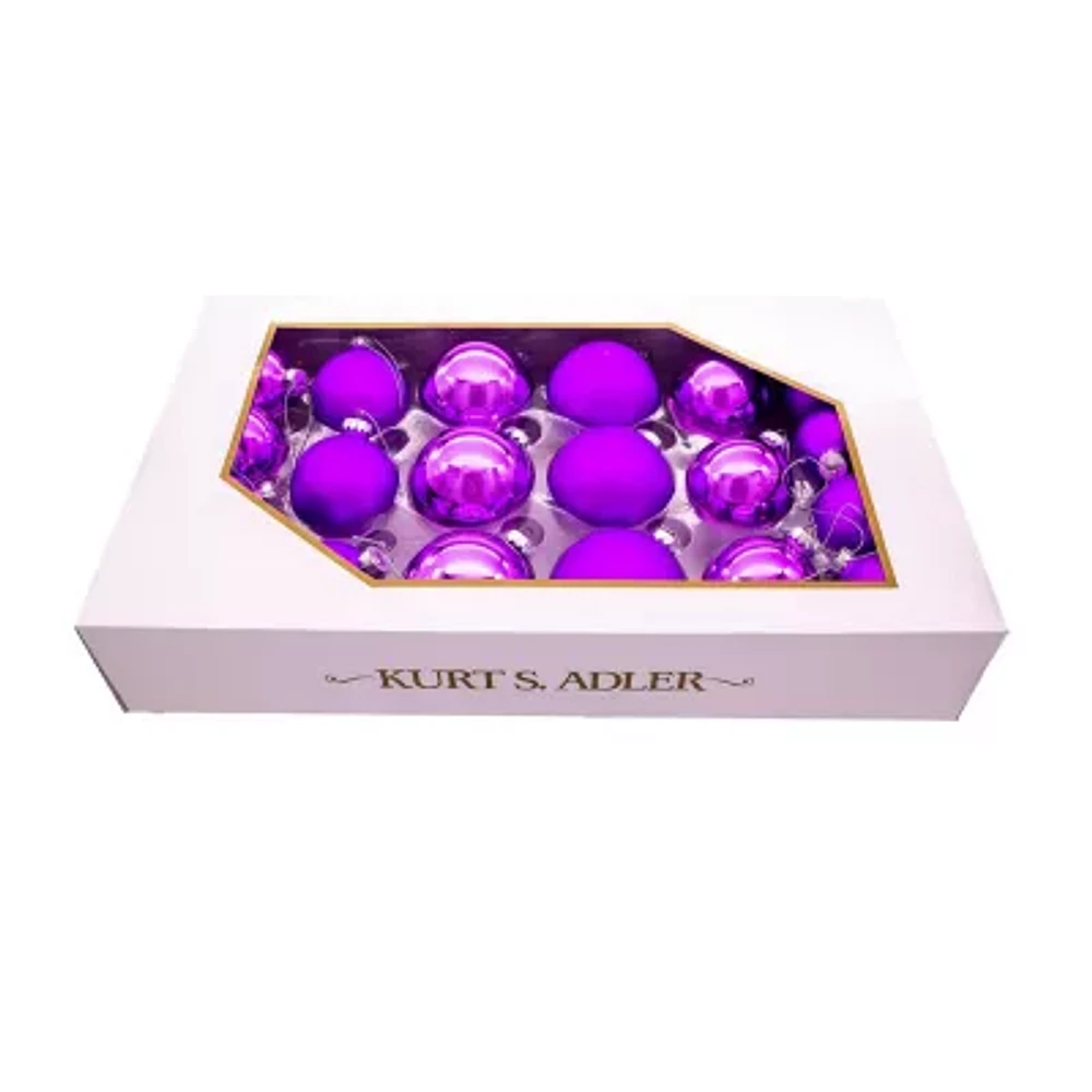 Kurt Adler 60-80MM Shiny and Matte Purple Balls 20 Piece Set