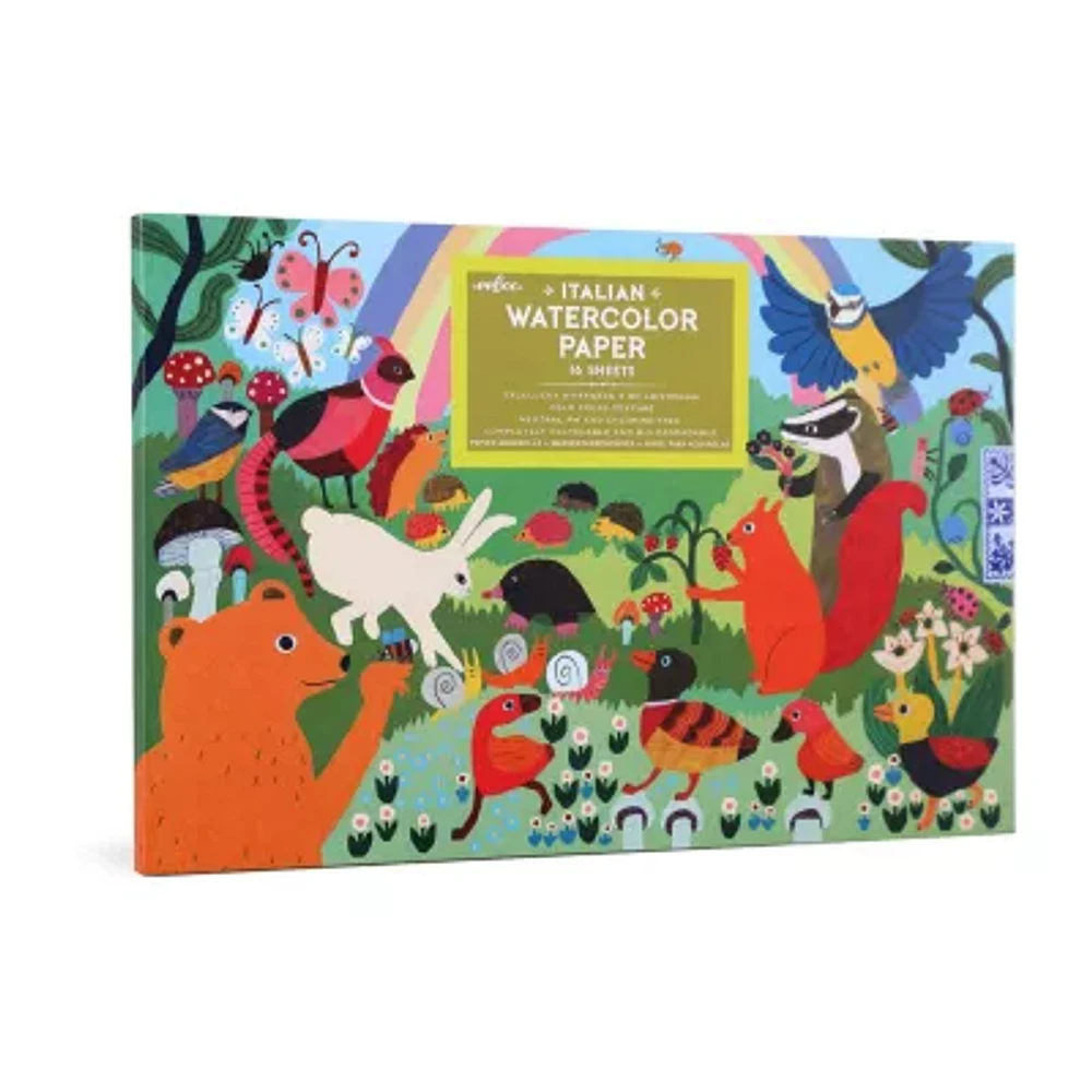 Eeboo Woodland Rainbow Watercolor Pad 16 Sheets Painting Kit