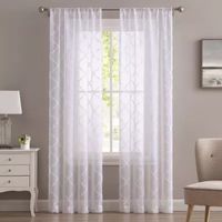 Laura Ashley Berwyn Rod Pocket Embroidered Sheer Set of Curtain Panel