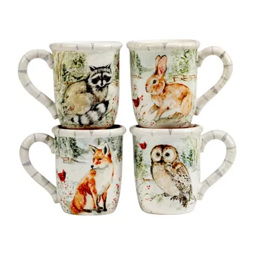Certified International Winter'S Walk 4-pc. Holiday Coffee Mug