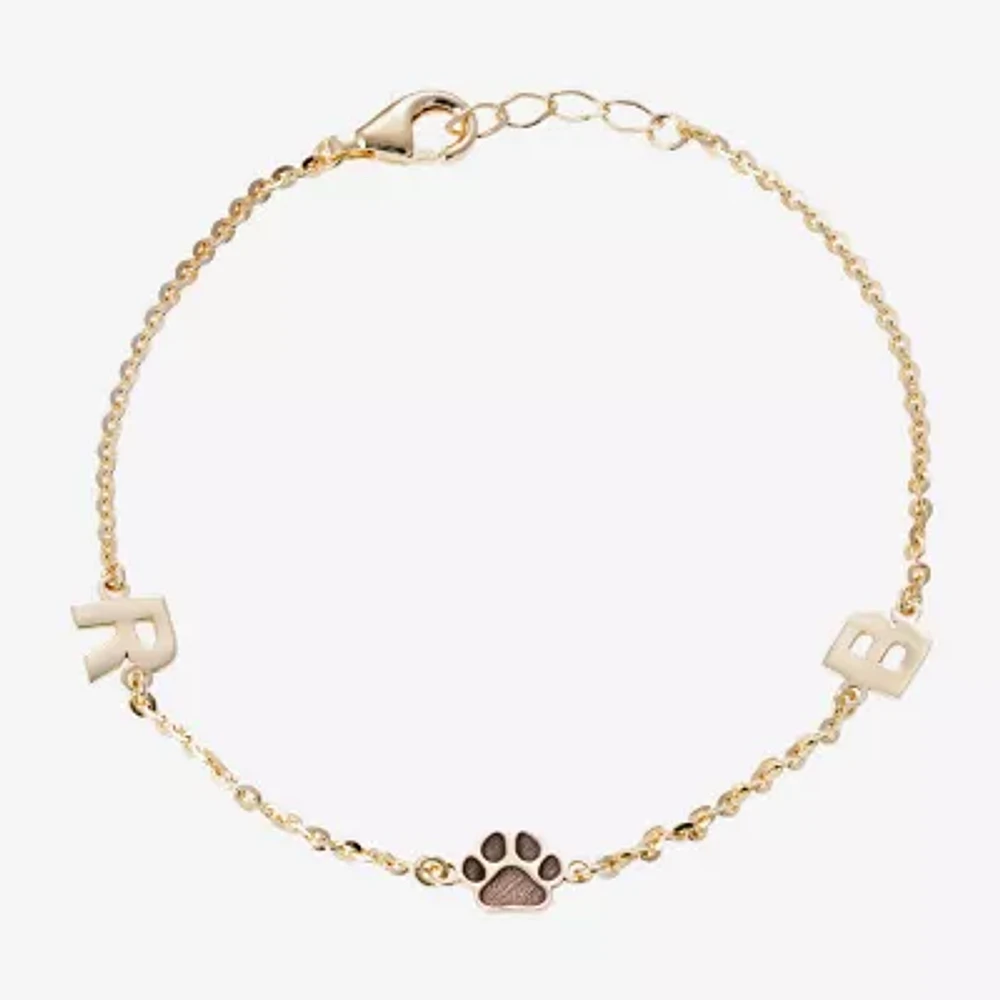 Womens 14K Gold Over Silver 7.25 Inch Solid Cable Id Bracelet