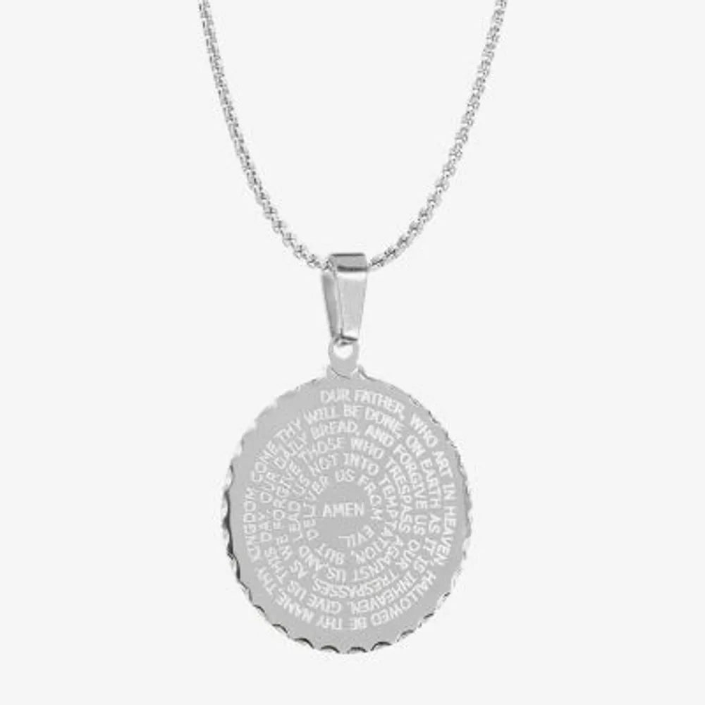Steeltime Lord's Prayer Mens Stainless Steel Pendant Necklace