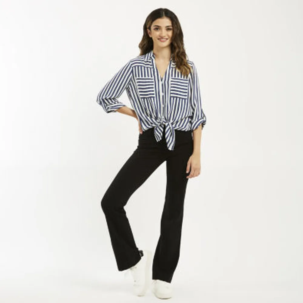 by&by Juniors Womens Magic Waistband Bootcut Suit Pants