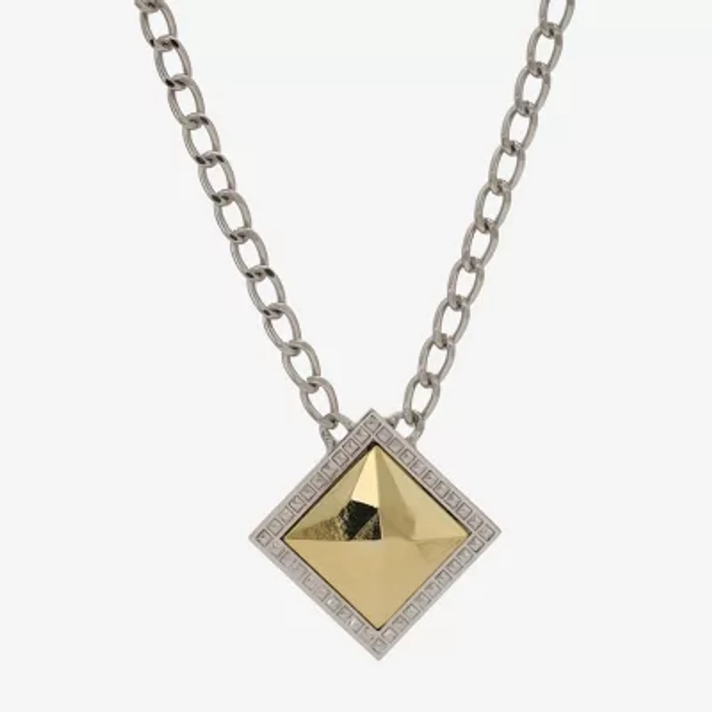 1928 Silver & Gold Tone Womens Alloy Square 16 Inch Pendant Necklace