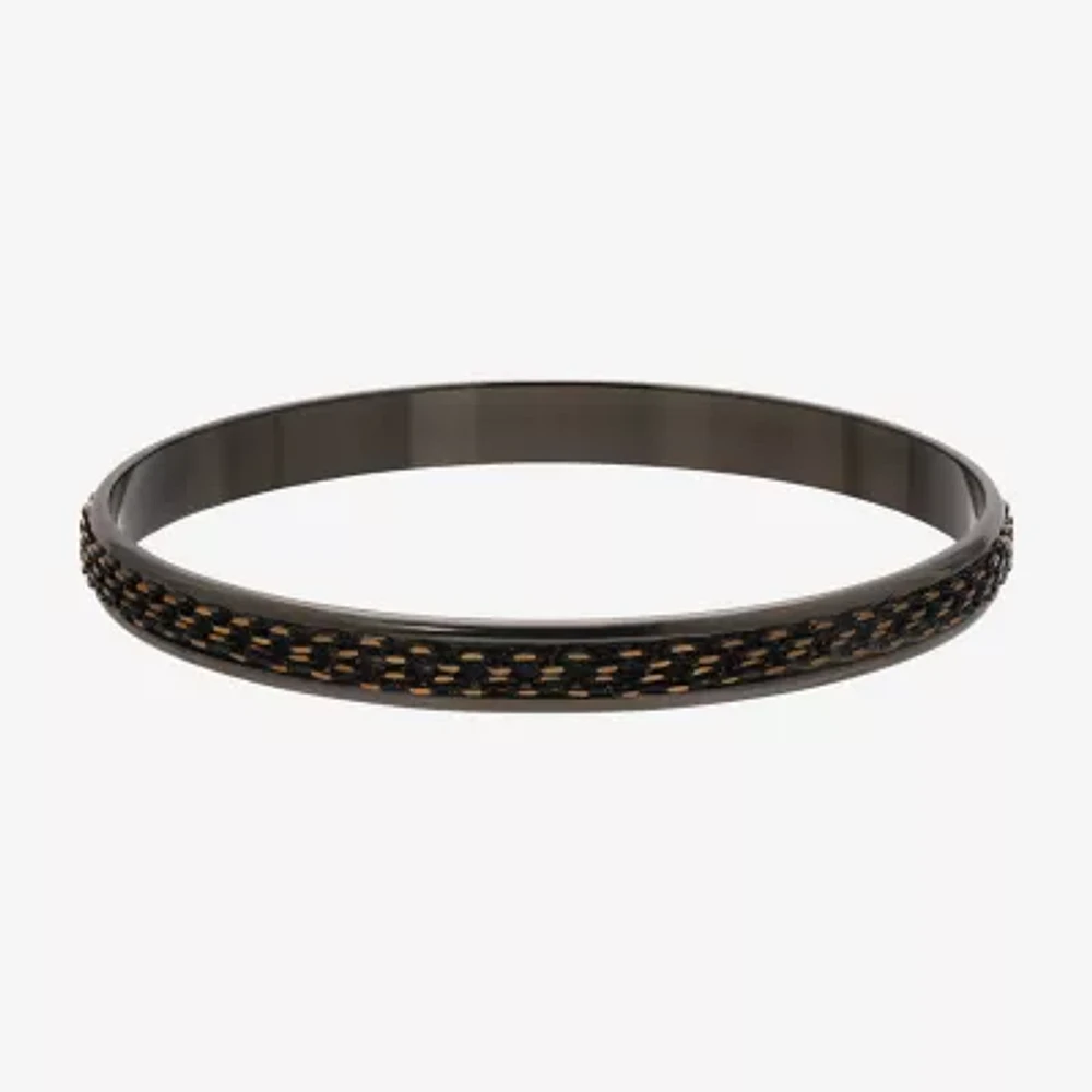 1928 Black Tone Chain Wrapped Womens Bangle Bracelet