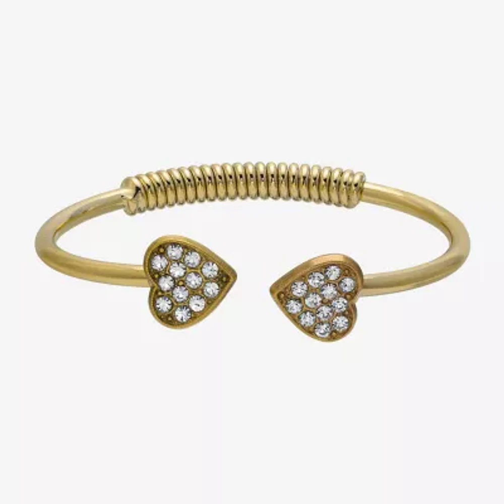1928 Gold Tone Womens Crystal Cuff Bracelet