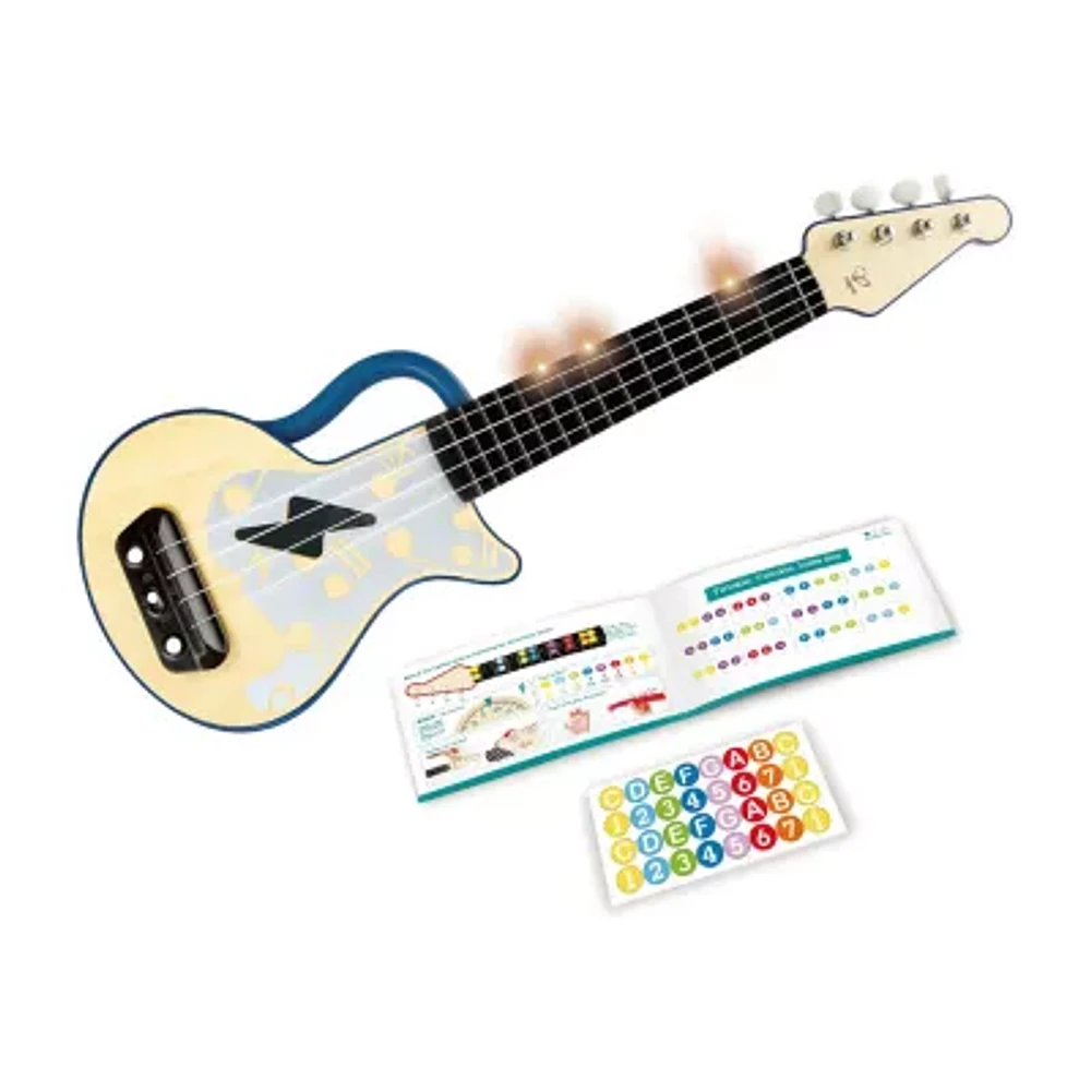 Hape Learn With Lights Ukulele Blue Musical Instrument