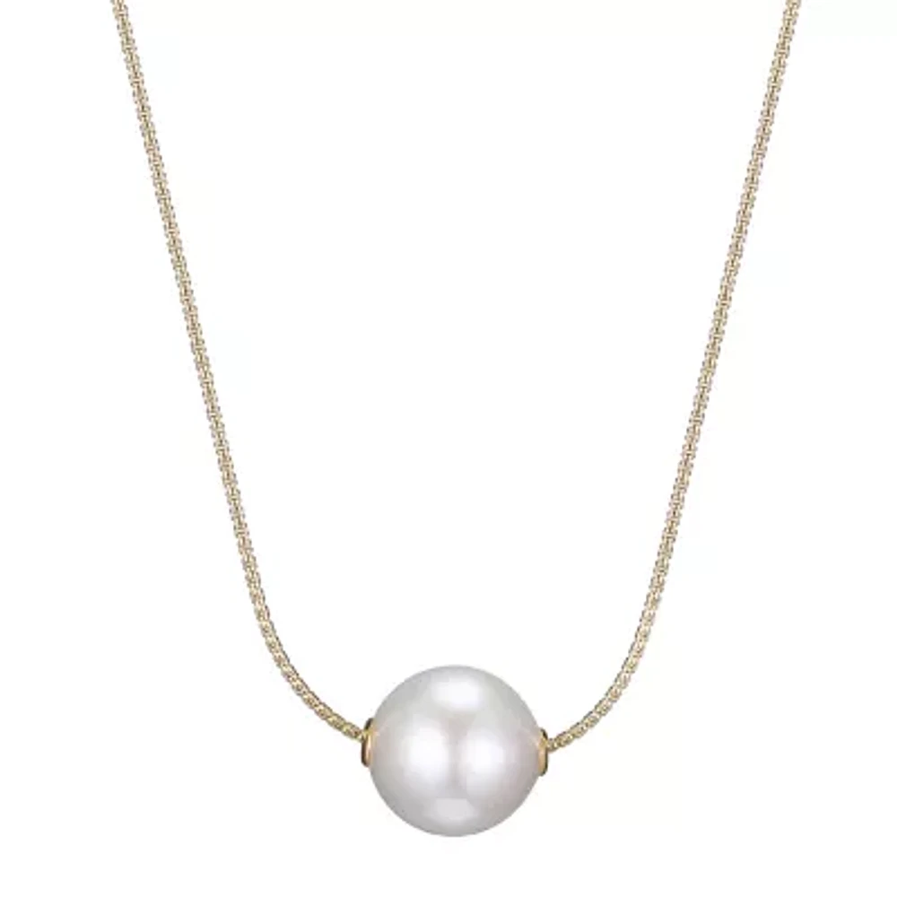 Womens White Cultured Freshwater Pearl 18K Gold Over Silver 18 Inch Pendant Necklace