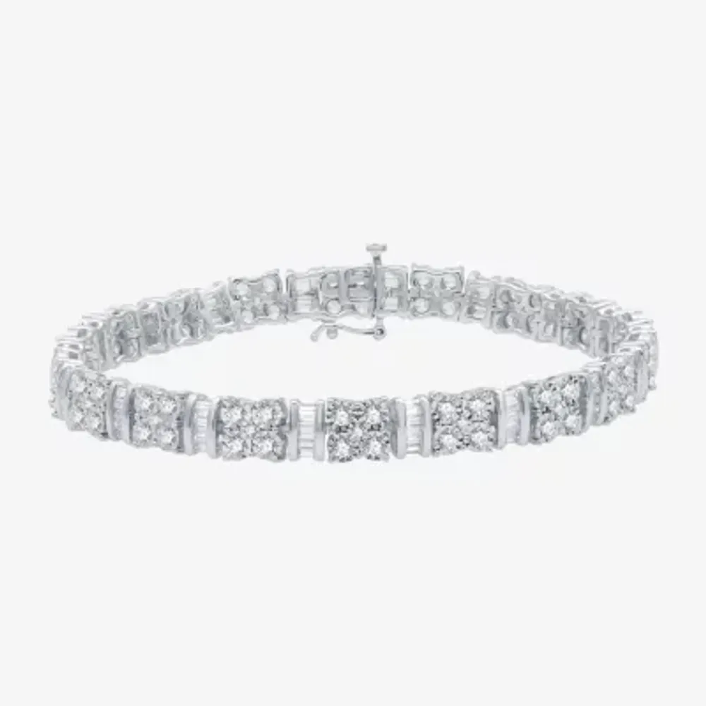 H-I / I1) Womens CT. T.W. Lab Grown Diamond 10K White Gold 7. Inch Tennis Bracelet