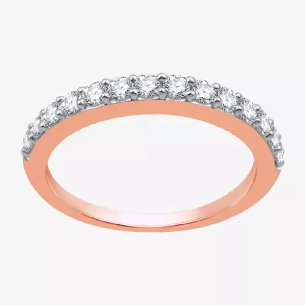 Classic Collection Womens 2MM 1/2 CT. T.W. Natural White Diamond 10K Rose Gold Wedding Band