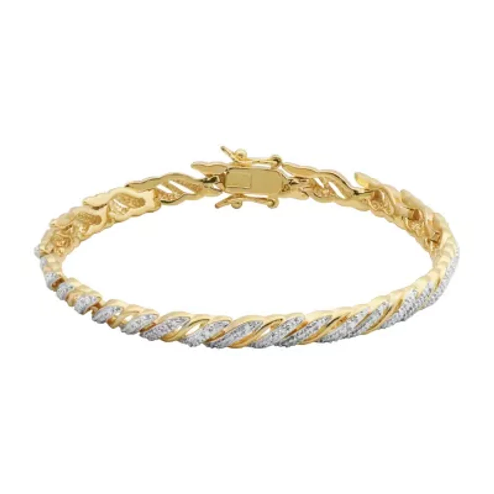 Womens Natural White Diamond Accent Round 7.25 Inch Tennis Bracelet