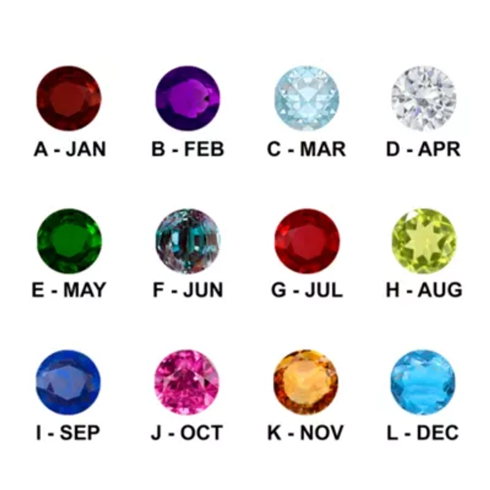 Personalized Simulated Birthstone and Cubic Zirconia 3-Stone Engraved Ring