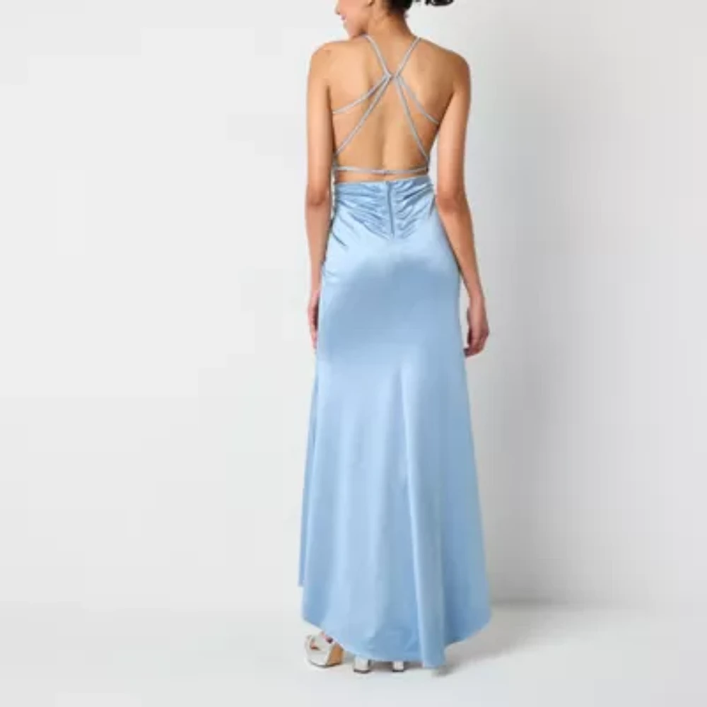 Secret Charm Embellished Strap Womens Sleeveless Juniors A-Line Dress