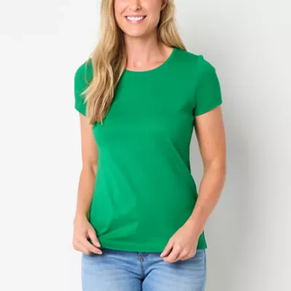 St. John's Bay Womens Crew Neck Short Sleeve T-Shirt