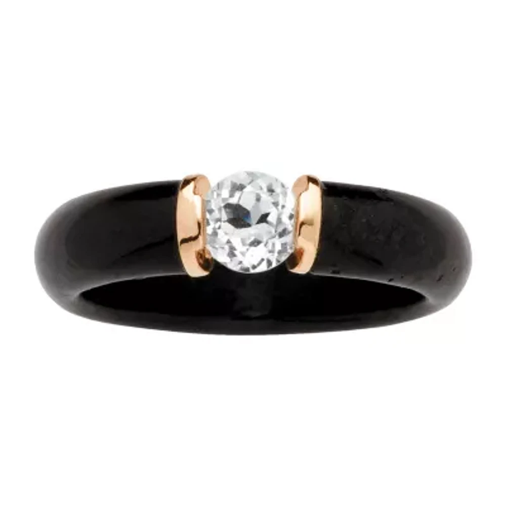Womens 5MM Genuine Black Jade 10K Gold Band