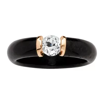 Womens 5MM Genuine Black Jade 10K Gold Band