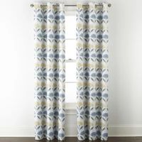 Home Expressions Allister Print Fan Floral Grommet Top Energy Saving 100% Blackout Single Curtain Panel